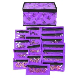 prettykrafts Purple 16 Pieces Printed Jewellery Organiser-42