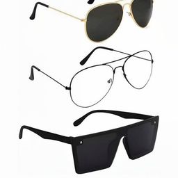 Arzonai Unisex Pack of 3 Clear Lens & Black Sunglasses with UV Protected Lens-picture-15