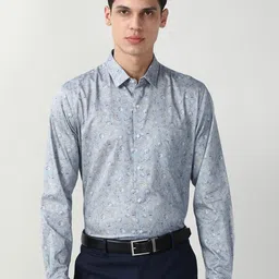 Peter England Men Floral Printed Spread Collar Pure Cotton Formal Shirt-picture-36