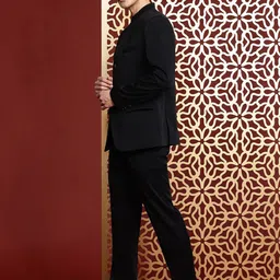 MANQ Slim-Fit Bandhgala Single-Breasted Blazer-31
