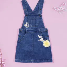 KiddoPanti Girls Floral Sleeveless Dungaree-image-76