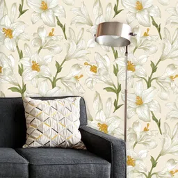 ArtzFolio Printed UV-Resistant Anti-Bacterial Floral White Lily Flowers Peel & Stick Wallpaper-image-32