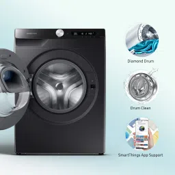 samsung 8 kg with Steam ,Wi-Fi Enabled Fully Automatic Front Load Black image 3