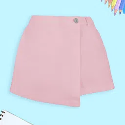 KiddoPanti Girls Regular Fit Mid-Rise Cotton Twill Over Lap Skort Shorts-image-16