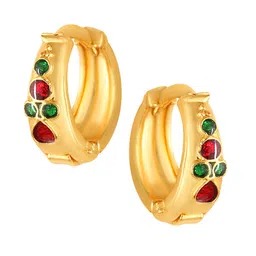 DIVASTRI Gold-Plated Artificial Stones Studded Circular Shaped Hoop Earrings-71