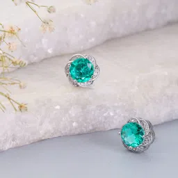 Avyana Silver Plated CZ Studded Classic Studs Earrings-image-4