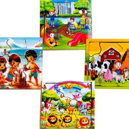 Animals, play Ground, Form House, Beach Build Wooden Jigsaw Puzzle Packof4-image-22