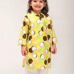 MAMA AND PEACHES Unisex Kids Printed Regular Pure Cotton Kurta with Pyjamas-13