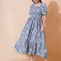 Femvy women Floral Printed Fit & Flare Midi Dress-picture-41