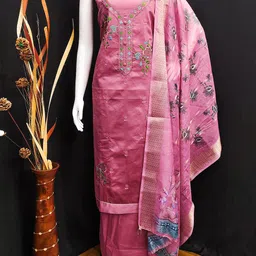 HERE&NOW Floral Embroidered Beads And Stones Unstitched Dress Material-image-26