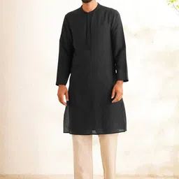 JAYPORE Mandarin Collar Thread Work Straight Kurta-image-78