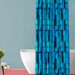 ArtzFolio Blue & Grey Geometric Printed Waterproof Shower Curtain-16