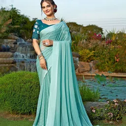 K 5 Fashion Striped Pure Chiffon Saree-image-95
