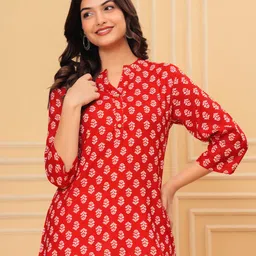 KALINI Ethnic Motifs Printed V-Neck Kurti-image-90