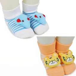 NESKA MODA Kids-Unisex Set Of 2 Ankle Length Cotton Socks-21