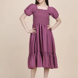 PTVIZE Puff Sleeve Fit & Flare Midi Dress-image-74