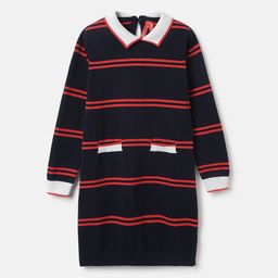 Blue Giraffe Girls Striped Cotton Shirt Knee Length Dress-picture-45
