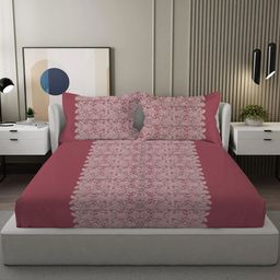 VINTANA Maroon & Grey Ethnic Motifs 300 TC King Bedsheet with 2 Pillow Covers-image-11