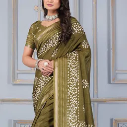 STAVA CREATION Ethnic Motifs Print Zari Saree image 4