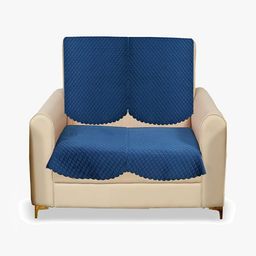 Fashion Throw Navy Blue Solid Velvet 2 Piece Sofa Cover-image-82