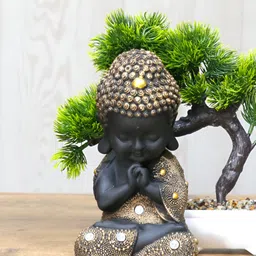 Aura Gold-Toned 2 Pieces Buddha Idol Showpiece-9
