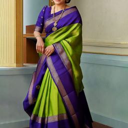VILLE FASHION Woven Design Zari Kanjeevaram Saree-picture-44