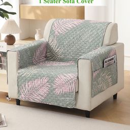 HOKIPO Green & Pink Printed Polyester 1 Piece Sofa Cover-2