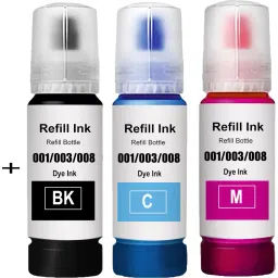 salaar 003 Refill Ink Compatible for L3110, L3150, L3250, L3252 L3115, L3116, Printers Black + Tri Color Combo Pack Ink Bottle-image-54