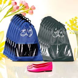 Aura Blue & Black 12 Pieces Reusable Shoes Organisers-16