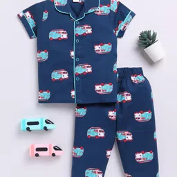Clt.s Unisex Kids Graphic Printed Lapel Collar Short Sleeves Night suit-image-37