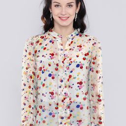 CILIMILI Women Polka Dots Printed Mandarin Collar Top-picture-10