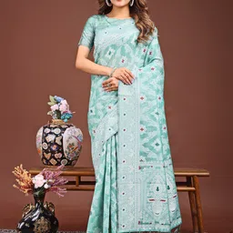 LeeliPeeri Designer Woven Design Zari Linen Blend Saree-picture-27