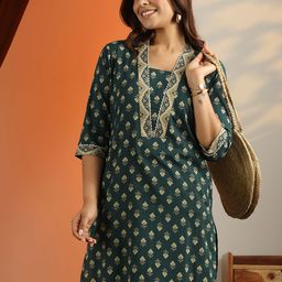 Libas Women Ethnic Motifs Printed Fusion Cotton Straight Kurta-picture-46
