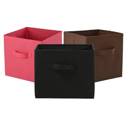 Kuber Industries Pink 3 Pieces Multi-Utility Square Shape Storage Organisers-2