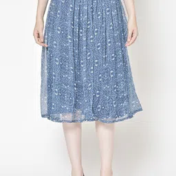 MINOS Printed Flared Midi Skirt-image-93
