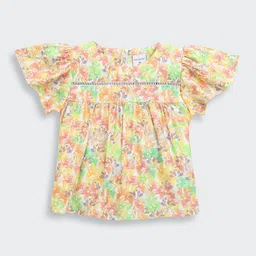Tiny Girl Floral Print Flutter Sleeve Peplum Top-image-37