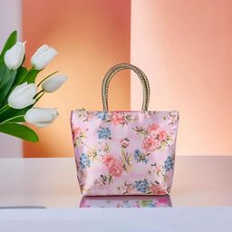 Kuber Industries Floral Printed Shopper Shoulder Bag with Bow Detail-26