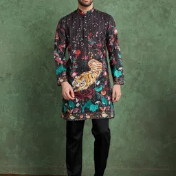 ODETTE Floral Printed Thread Work Straight Kurta-image-34