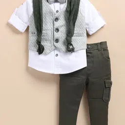 LITTLE COLLARS Boys Striped Shirt with Trousers-image-67