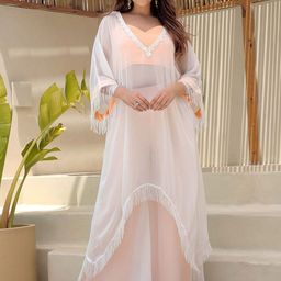 LABEL ADITI HUNDIA Shoulder Strap Neck Crop Top & Kaftan With Palazzos Co-Ords-picture-0
