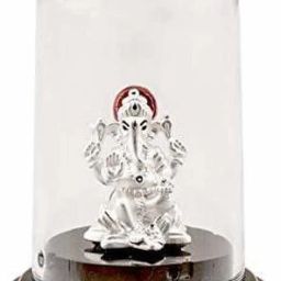 999 Pure Silver Ganesha/Vinayaka Beautiful Idol with Acrylic Base Decorative Showpiece - 12 cm-image-74
