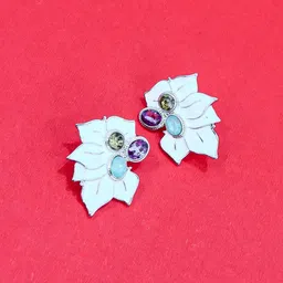 Krelin Silver Plated Rhinestone Studded Floral Studs Earrings-image-96
