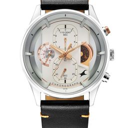 Fastrack Men Brass Embellished Dial & Leather Straps Analogue Watch 3315KL02-4