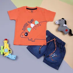V-Mart Infant Boys Printed Round Neck T-shirt With Shorts-picture-50