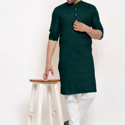 Men Solid Cotton Blend Straight Kurta-image-38