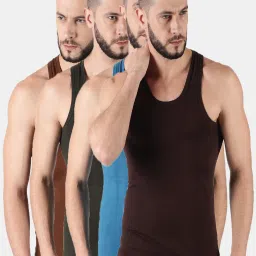 Pack of 4 Dollar Lehar Combed Cotton Men's Multicolour Vest Men Vest-image-11
