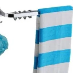 Stainless Steel Folding Towel Rod with Hooks(24 Inch - Chrome Finish) 24 inch 2 Bar Towel Rod-image-82