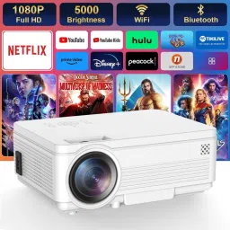 IBS WIFI Mini Projector ,1080P HD Portable Projector with 4600 Lux and 200" Screen, Compatible with Android/iOS/HDMI/USB/SD/VGA Portable Projector, Projector with Synchronize Smartphone Screen (5000 lm) Portable Projector-3