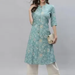 Women Floral Print Viscose Rayon A-line Kurta-image-66