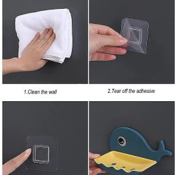 Fish Shape Cute Adhesive Waterproof Wall Mounted Soap Dish(PACK OF 2)-image-9